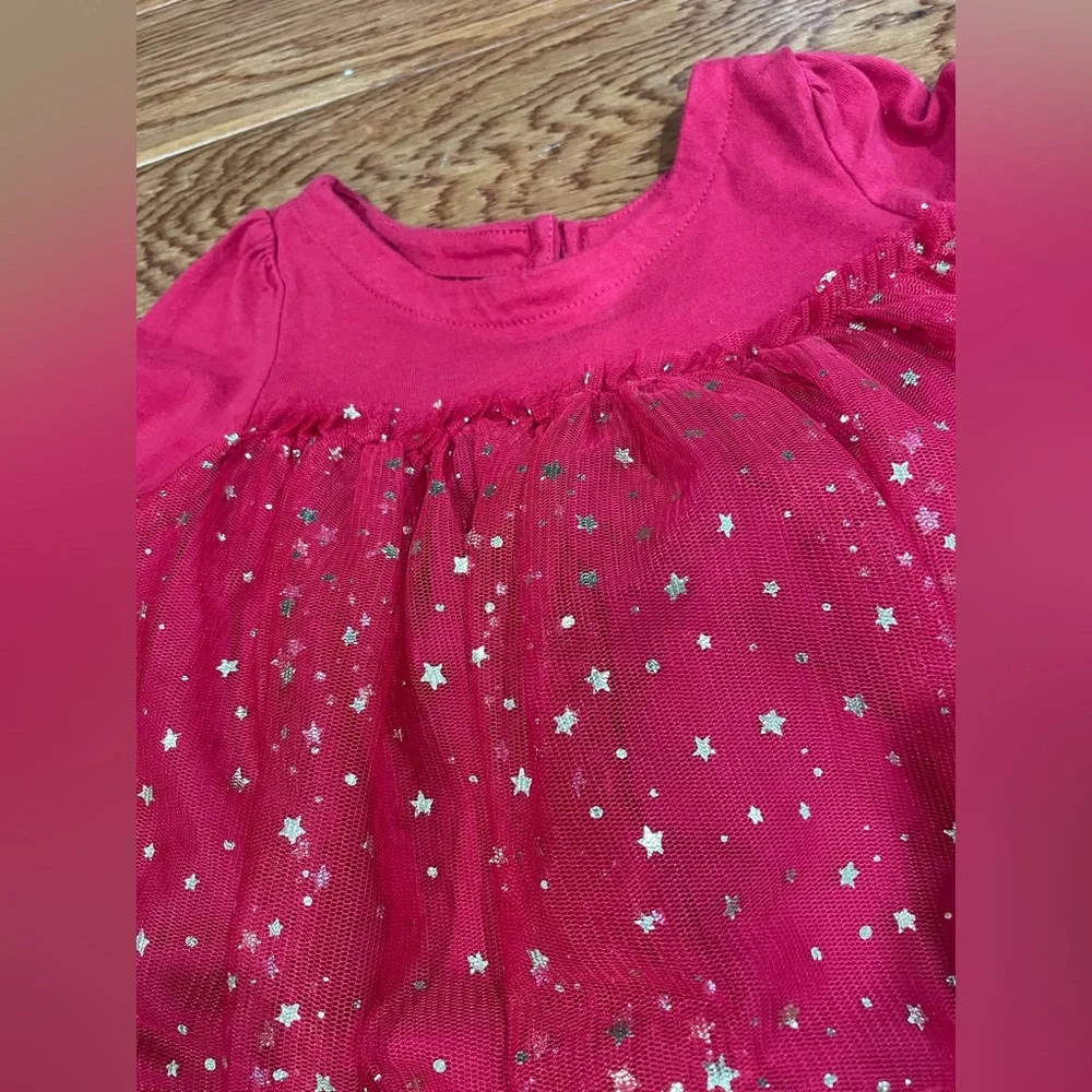 Like New Gap Baby 6-12 month Sparkly Gold Star and Red Dress- Girl - Picture 3 of 5